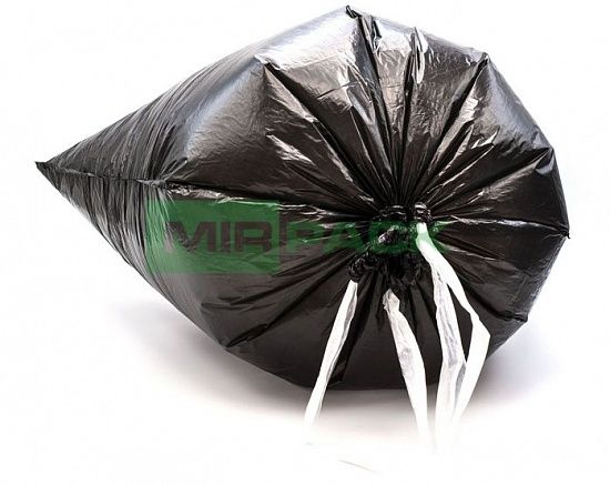 Пакеты для мусора 35 литров с завязками, 15 мкм, ПНД, в рулоне 15 штук, черные, 50х60 см - Вид 4