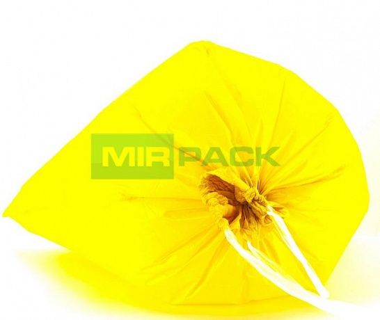 Мешки для мусора с завязками 60 литров, 35 мкм, 10 штук, ПCД, желтые - Вид 4