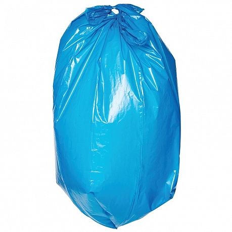Мешки для мусора 180 литров, 80 мкм, 10 штук, 93*110, дно прямое, обезличенные, синие - Вид 1